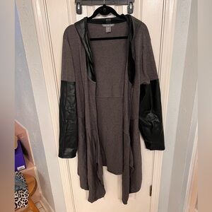 Kate & Mallory jacket with faux leather hood and 3/4 sleeves 3x
